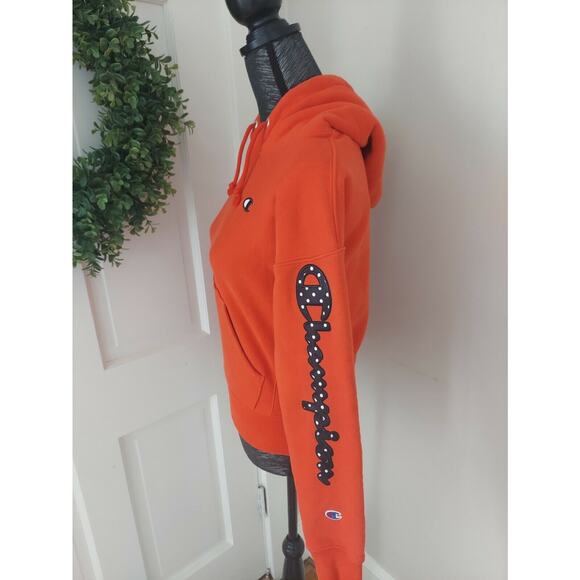 Champion Reverse Weave Boyfriend Hoodie Polka Dot Spellout Womens Junior XS - Picture 7 of 9